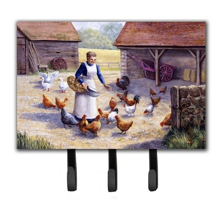 Jensendistributionservices Chicken Hen Feeding Time Leash or Key Holder MI1718580